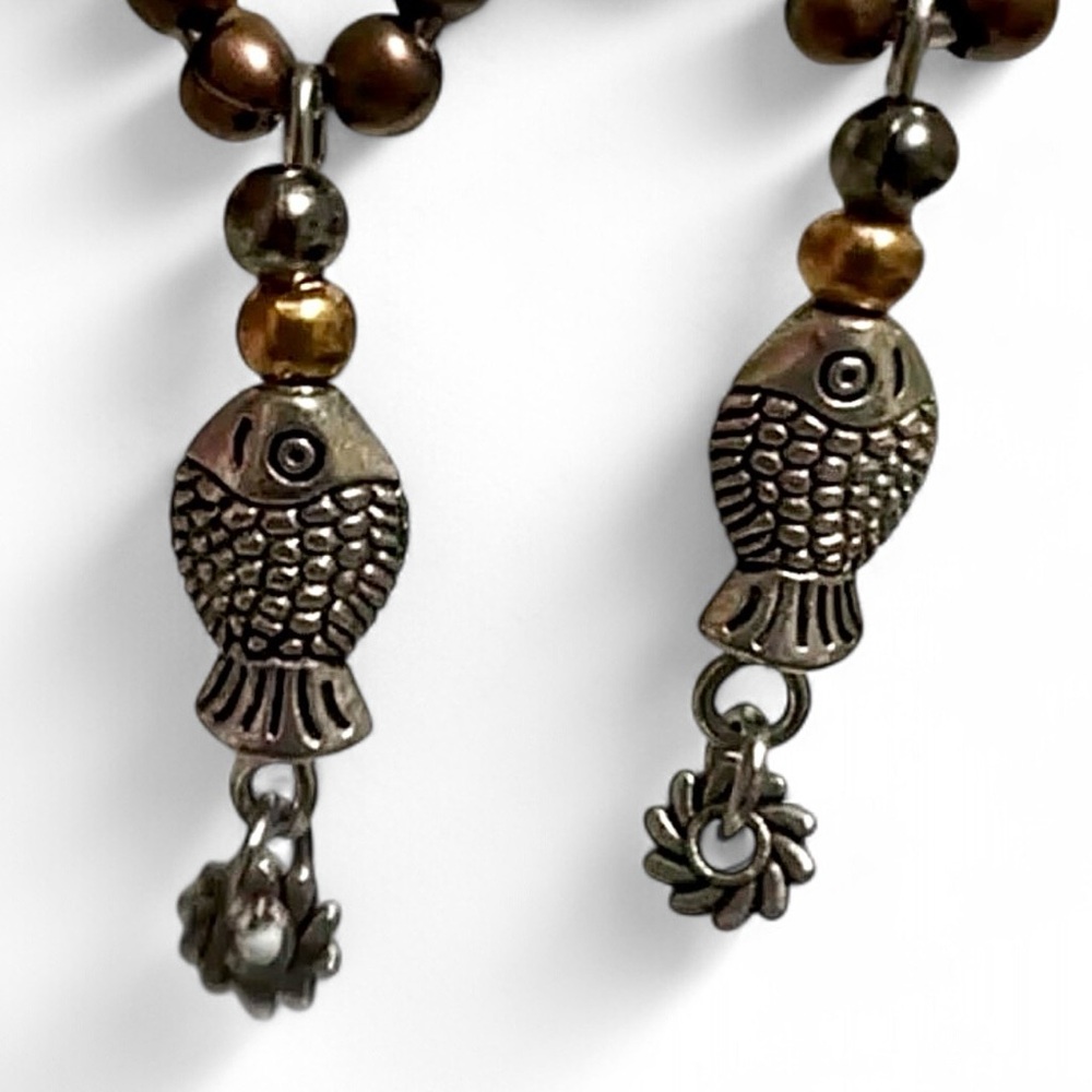 BNWT 🐟 Fish Dangly Earrings Two Toned Brutalist Pisces - Handcrafted With Love